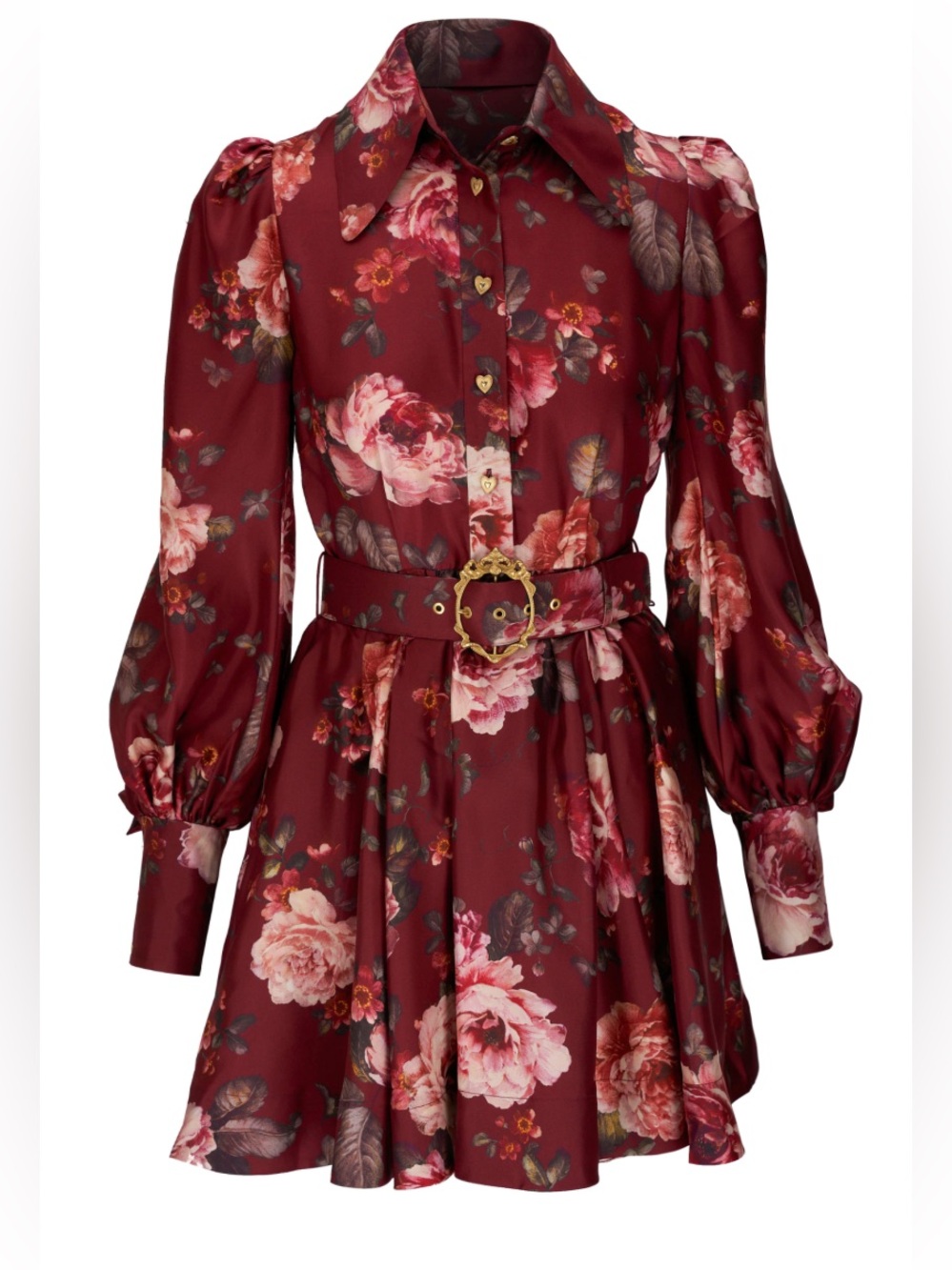 Zimmermann Luminosity Silk Minin Dress, SZ 3, in Burgundy Floral